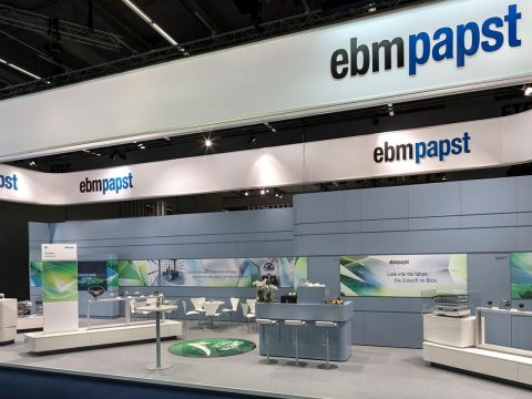 Picture: The modular exhibition stand kit specially developed for ebm-papst was also used at this year’s IAA. 